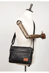 Fashion Black Mens Leather 10 inches Mens Small Messenger Bag Brown Courier Bag Postman Bag for Men - iwalletsmen