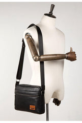 Fashion Black Mens Leather 10 inches Mens Small Messenger Bag Brown Courier Bag Postman Bag for Men - iwalletsmen