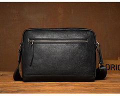 Fashion Black Mens Leather 10 inches Mens Small Messenger Bag Brown Courier Bag Postman Bag for Men - iwalletsmen
