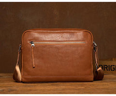 Fashion Black Mens Leather 10 inches Mens Small Messenger Bag Brown Courier Bag Postman Bag for Men - iwalletsmen