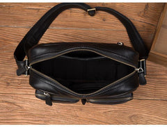 Cool Brown Leather Mens Small Courier Bag Messenger Bag Black Side Bag Postman Bag for Men - iwalletsmen