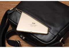 Cool Brown Leather Mens Small Courier Bag Messenger Bag Black Side Bag Postman Bag for Men - iwalletsmen