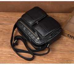 Cool Brown Leather Mens Small Courier Bag Messenger Bag Black Side Bag Postman Bag for Men - iwalletsmen