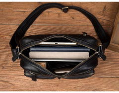Cool Brown Leather Mens Small Courier Bag Messenger Bag Black Side Bag Postman Bag for Men - iwalletsmen