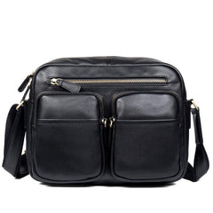 Cool Brown Leather Mens Small Courier Bag Messenger Bag Black Side Bag Postman Bag for Men - iwalletsmen
