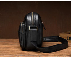 Cool Brown Leather Mens Small Courier Bag Messenger Bag Black Side Bag Postman Bag for Men - iwalletsmen