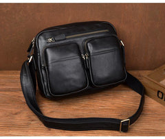 Cool Brown Leather Mens Small Courier Bag Messenger Bag Black Side Bag Postman Bag for Men - iwalletsmen