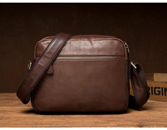 Cool Brown Leather Mens Small Courier Bag Messenger Bag Black Side Bag Postman Bag for Men - iwalletsmen