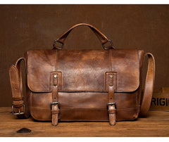 Brown Leather Mens 13 inches Briefcase Laptop Postman Bag Black Side Bag Courier Bag for Men - iwalletsmen