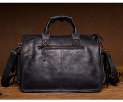 Cool Brown Leather Mens 14 inches Laptop Briefcase Black Business Side Bag Work Bag for Men - iwalletsmen