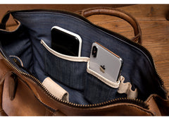 Cool Brown Leather Mens 14 inches Laptop Briefcase Black Business Side Bag Work Bag for Men - iwalletsmen