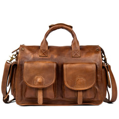 Cool Brown Leather Mens 14 inches Laptop Briefcase Black Business Side Bag Work Bag for Men - iwalletsmen