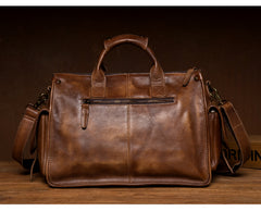 Cool Brown Leather Mens 14 inches Laptop Briefcase Black Business Side Bag Work Bag for Men - iwalletsmen