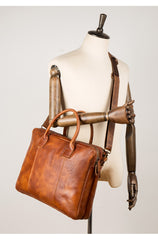 Vintage Brown Leather Mens 15 inches Briefcase Laptop Black HandBag Business Side Bag Work Bag for Men - iwalletsmen