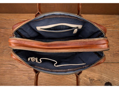 Vintage Brown Leather Mens 15 inches Briefcase Laptop Black HandBag Business Side Bag Work Bag for Men - iwalletsmen