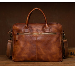 Vintage Brown Leather Mens 15 inches Briefcase Laptop Black HandBag Business Side Bag Work Bag for Men - iwalletsmen