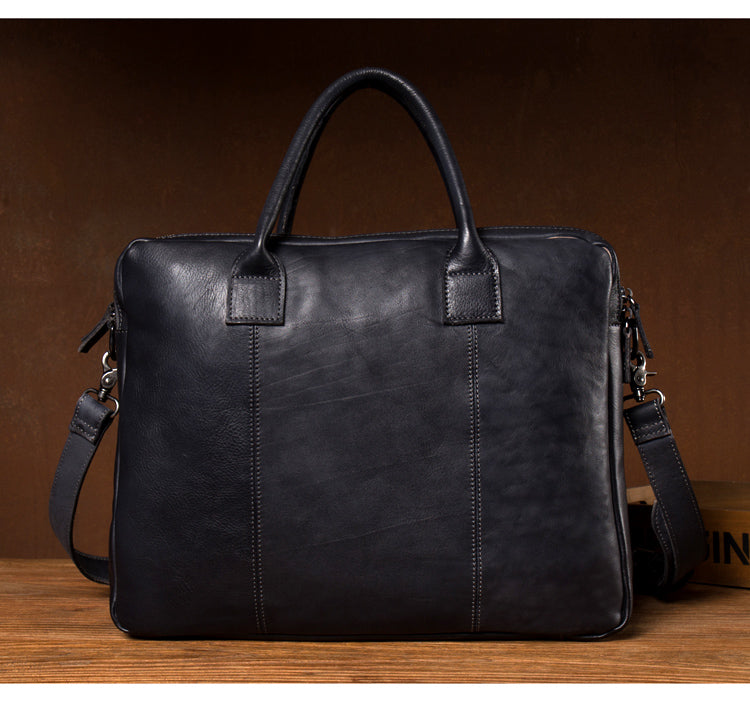 Vintage Brown Leather Mens 15 inches Briefcase Laptop Black HandBag Business Side Bag Work Bag for Men - iwalletsmen