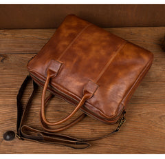 Vintage Brown Leather Mens 15 inches Briefcase Laptop Black HandBag Business Side Bag Work Bag for Men - iwalletsmen