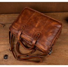 Brown Leather Mens 15 inches Large Briefcase Laptop Side Bag Black Travel Handbag Work Bag for Men - iwalletsmen