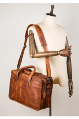 Brown Leather Mens 15 inches Large Briefcase Laptop Side Bag Black Travel Handbag Work Bag for Men - iwalletsmen