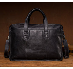 Brown Leather Mens 15 inches Large Briefcase Laptop Side Bag Black Travel Handbag Work Bag for Men - iwalletsmen