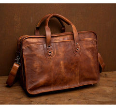 Brown Leather Mens 15 inches Large Briefcase Laptop Side Bag Black Travel Handbag Work Bag for Men - iwalletsmen