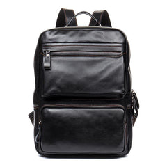 Cool Black Mens Leather 14 inches Computer Backpack College Backpacks School Backpack for men - iwalletsmen