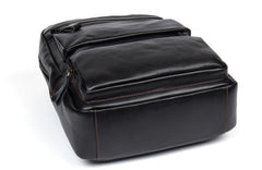 Cool Black Mens Leather 14 inches Computer Backpack College Backpacks School Backpack for men - iwalletsmen