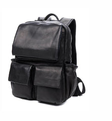 Cool Black Mens Leather 14 inches Computer Backpacks Cool Travel Backpacks School Backpack for men - iwalletsmen