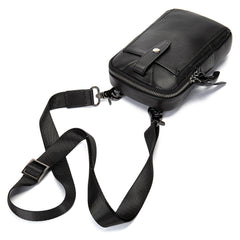 Cool Black Leather Men's Cell Phone Holster Mini Side Bag Belt Pouch For Men - iwalletsmen