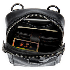 Cool Black Leather Men's Cell Phone Holster Mini Side Bag Belt Pouch For Men - iwalletsmen