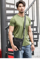 Black Casual Leather Mens 10 inches Side Bag Postman Bag Black Messenger Bag Courier Bag for Men - iwalletsmen