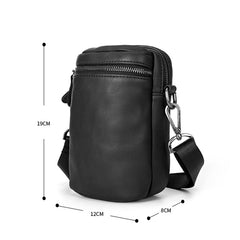 Black Leather Mens MIni Side Bag Messenger Bag Camel Phone Bag Shoulder Bag For Men - iwalletsmen