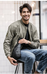 Black Cool Leather Mens Sling Bag Chest Bag Black Sling Pack One Shoulder Backpack for Men - iwalletsmen
