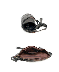 Black Casual Leather Mens Fanny Pack Brown Waist Bag Waist Pack Hip Bag Bum Pack For Men - iwalletsmen