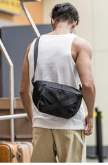 Cool Black Nylon Mens 10 inches Chest Bag Messenger Bags One Shoulder Backpack Black Side Bag for Men - iwalletsmen