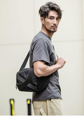 Cool Black Nylon Mens 10 inches Chest Bag Messenger Bags One Shoulder Backpack Black Side Bag for Men - iwalletsmen