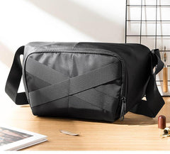 Cool Black Nylon Mens 10 inches Chest Bag Messenger Bags One Shoulder Backpack Black Side Bag for Men - iwalletsmen