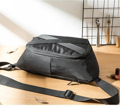 Cool Black Nylon Mens 10 inches Chest Bag Messenger Bags One Shoulder Backpack Black Side Bag for Men - iwalletsmen
