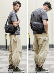 Cool Black Nylon Mens 10 inches Chest Bag Messenger Bags One Shoulder Backpack Black Side Bag for Men - iwalletsmen