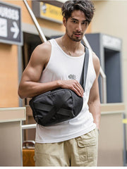 Cool Black Nylon Mens 10 inches Chest Bag Messenger Bags One Shoulder Backpack Black Side Bag for Men - iwalletsmen