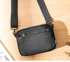 Casual Black Mens NYLON Mini Chest Bag Postman Bag Black Small Messenger Bags Side Bag for Men - iwalletsmen