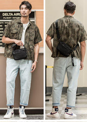 Casual Black Mens NYLON Mini Chest Bag Postman Bag Black Small Messenger Bags Side Bag for Men - iwalletsmen