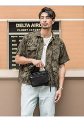 Casual Black Mens NYLON Mini Chest Bag Postman Bag Black Small Messenger Bags Side Bag for Men - iwalletsmen