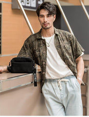 Casual Black Mens NYLON Mini Chest Bag Postman Bag Black Small Messenger Bags Side Bag for Men - iwalletsmen