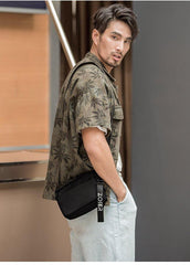 Casual Black Mens NYLON Mini Chest Bag Postman Bag Black Small Messenger Bags Side Bag for Men - iwalletsmen