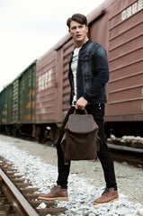 Casual Black Mens Leather 14-inch Large Computer Backpacks Brown College Backpack School Backpacks for men - iwalletsmen