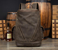 Casual Black Mens Leather 14-inch Large Computer Backpacks Brown College Backpack School Backpacks for men - iwalletsmen