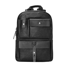 Casual Black Mens Leather School Backpacks Travel Backpacks 14-inch Laptop Backpack for men - iwalletsmen