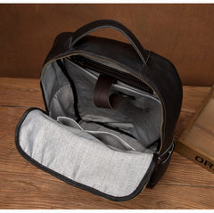 Casual Black Mens Leather 15-inch Computer Backpack Coffee Satchel Backpack School Backpacks for men - iwalletsmen